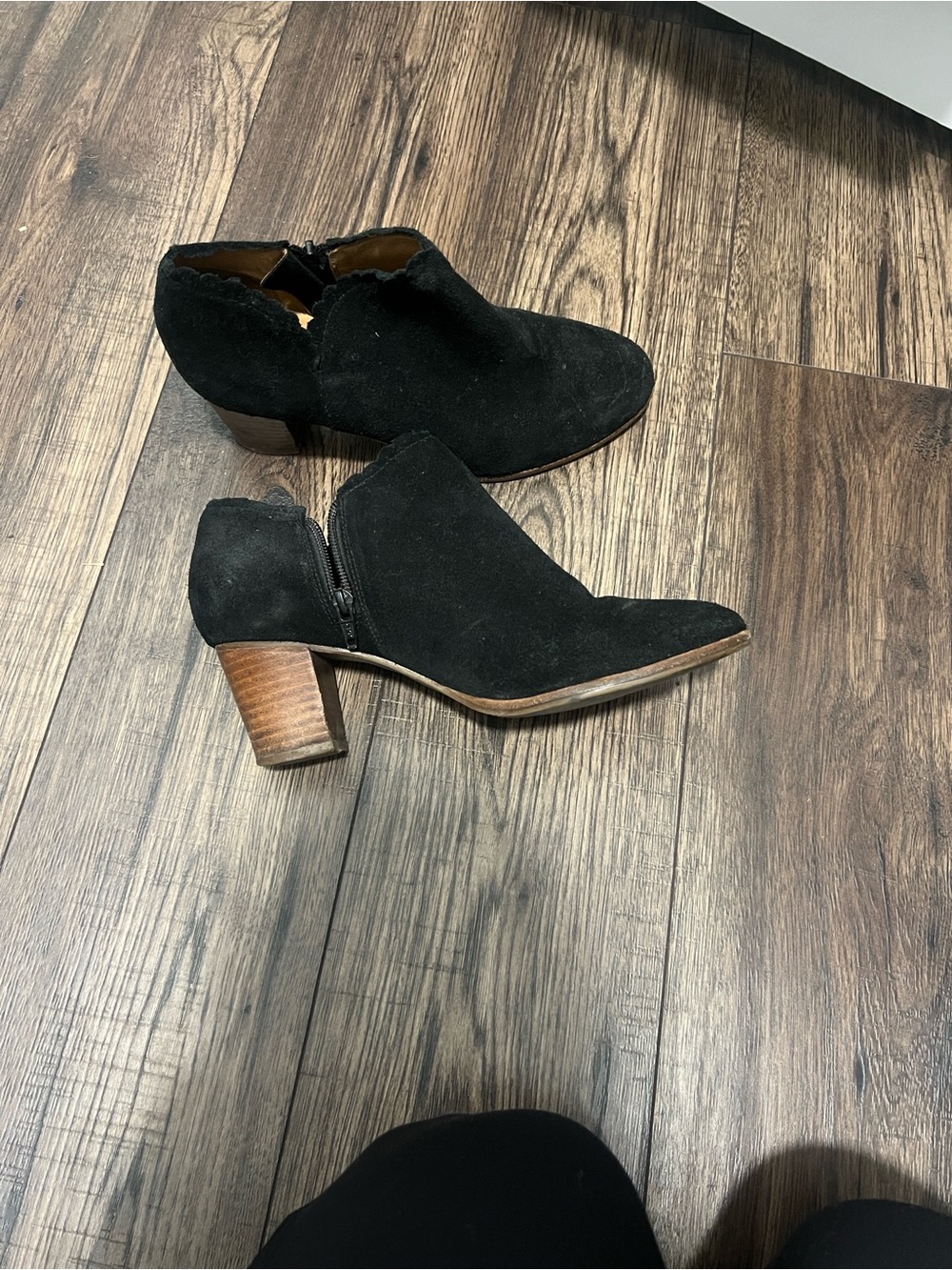 Jack Rogers Black Suede Ankle Booties with Stacked Heel
